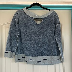 Blue and gray ripped sweater